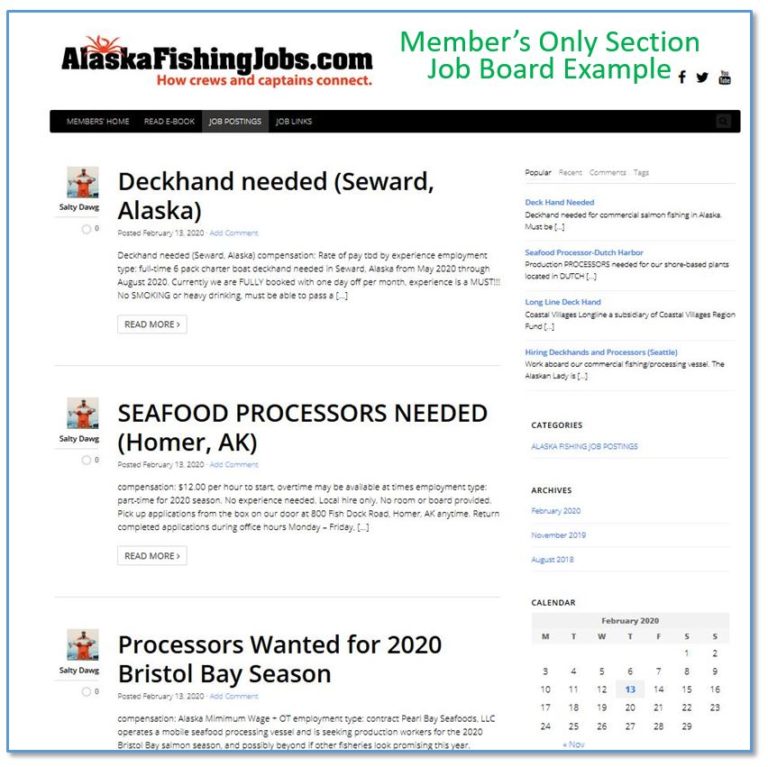 JOB BOARD Alaska Fishing Jobs